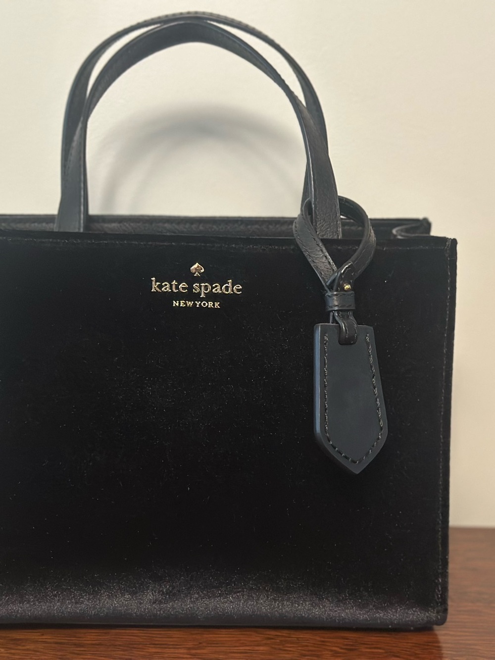 kate spade New York Black Velvet Structured Tote